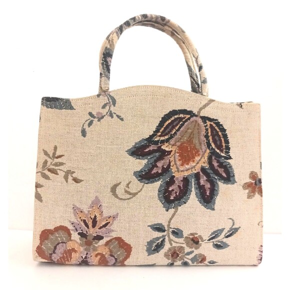 VTG Margaret Smith Floral Tapestry Lg Top Handle Bag USA - Picture 1 of 10